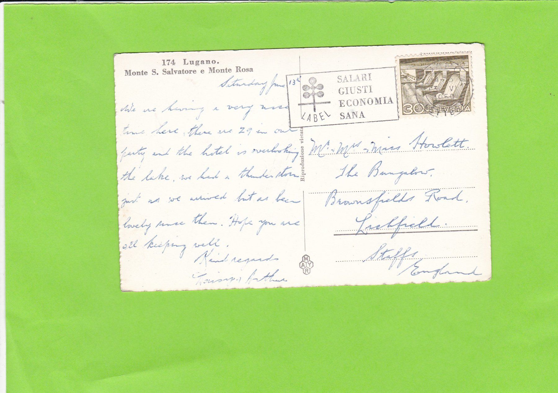 Cartoline postali: Lugano-Monte S. Salvatore – Usato da St. Peterzell venduto da neckertal 1