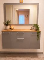 Schuhschrank mit Spiegel - grau / Eiche Holz neuwertig