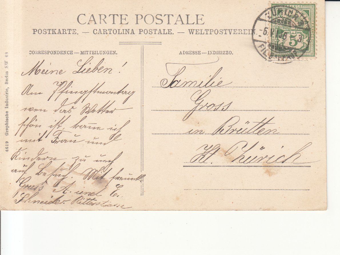 Ansichtskarten: Zürich Stadttheater 1908 – Gebraucht aus Bürglen TG von StampGraf 1