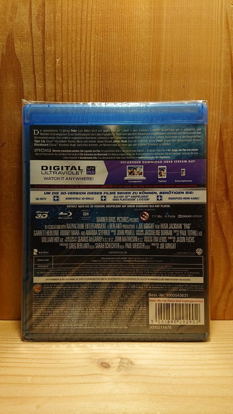 Tutti i DVDs: PAN in 3D und 2D Blu-Ray mit Hugh Jackman – Nuovo e nell'imballaggio originale da Wilderswil venduto da Exebub 1