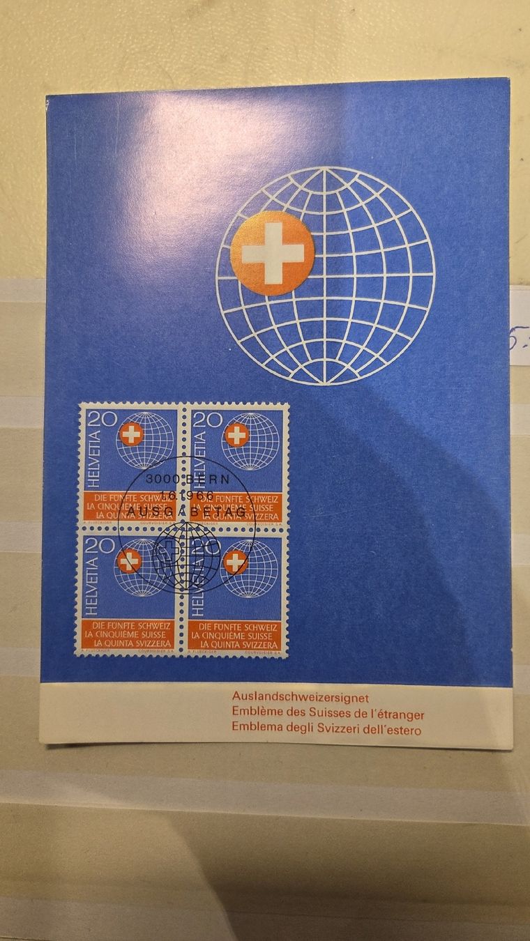 Tutti i francobolli: 1966 FDC Maximumkarte Auslandschweizersignet – Usato da Arni AG venduto da Moth68