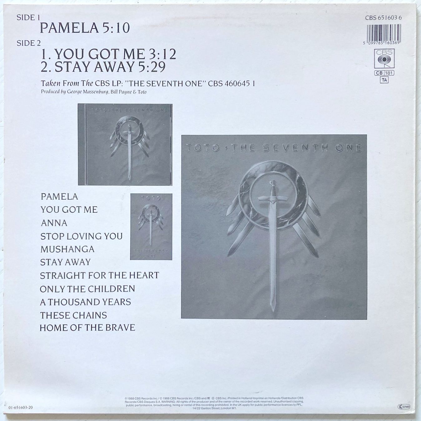 Dischi in vinile: TOTO - PAMELA – Usato da Bottens venduto da hotter-than-hell 1