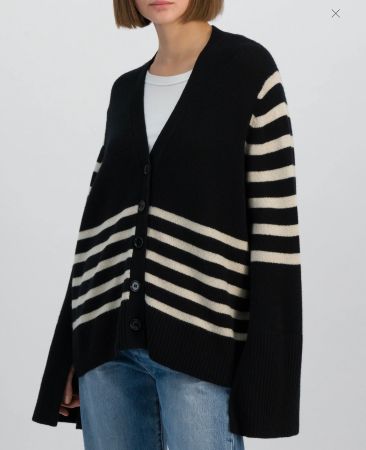 Allude Kaschmir Cardigan schwarz/weiss gestreift Gr. S