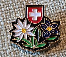 H624 - Schweiz Wappen Edelweiss & Enzian