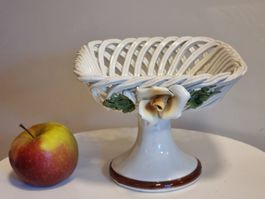 Keramik Korbschale Rose Durchbruch Obstschale Vintage