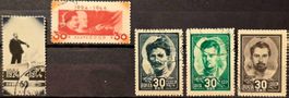 UdSSR 1944 Lenin Todestag & Buergerkrieg Helden 5V MLH/gest
