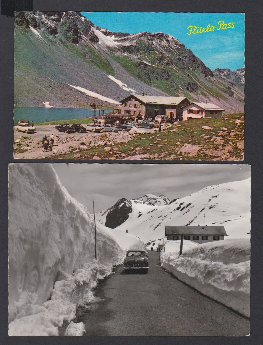 Cartoline postali: Flüelapass mit Oldtimern   -   2 alte Ansichtskarten – Usato da Vitznau venduto da Ropaku