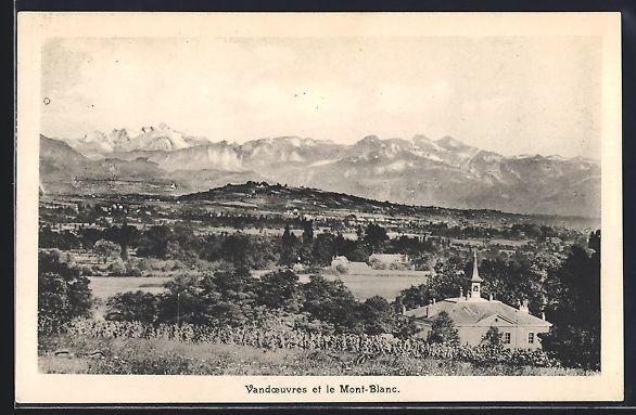 Cartoline postali: Vandoeuvres, Panorama et le Mont-Blanc – Usato da Berlin venduto da bartko-reher