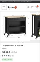 Kücheninsel schwarz mit Rollen