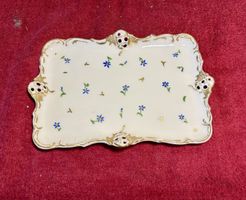 Mini Kuchenplatte Rosenthal Molière blaue Blumen 20x14cm