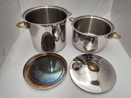 Zwei Kuhn Rikon Kochtöpfe Durotherm, 7.5 L und 5 L