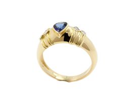 Vintage Saphir Diamant Ring 18K Gelbgold Grösse 58 *S3047