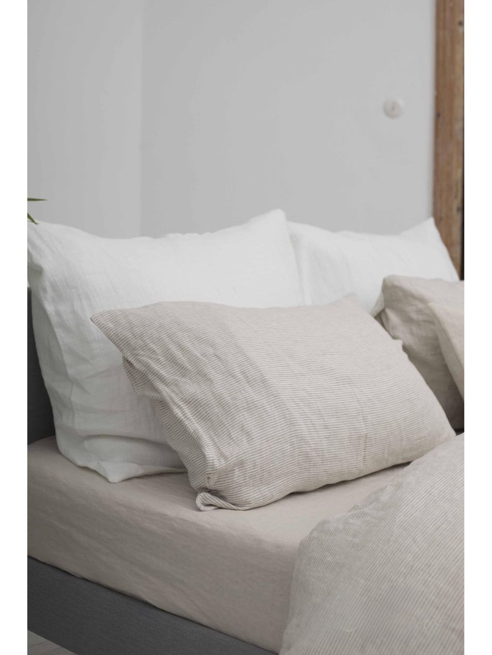 Bettwäsche: Beige-Weiss Gestreiftes Leinenbettwäsche-Set – Neu und originalverpackt aus Affoltern am Albis von EdelLinn 6