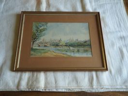Signiertes Aquarell von George Hyde-Pownall