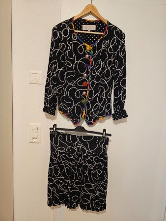 Ensemble Veste Jupe avec Boutons Multicolores