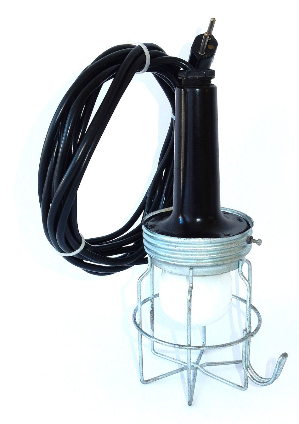 Lampen: Vintage Hand-/ Werkstattlampe mit Griff aus Bakelit - 25.0cm – Gebraucht aus Alpnach Dorf von Reloved24