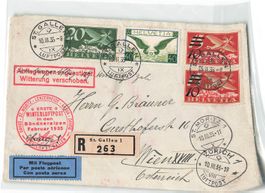 Erste Winterflugpost Bündner Alpen 1935 St. Gallen St Moritz