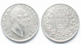BRITISCH INDIEN 1 Rupee 1835 Calcutta Silber WILLIAM IV. vz