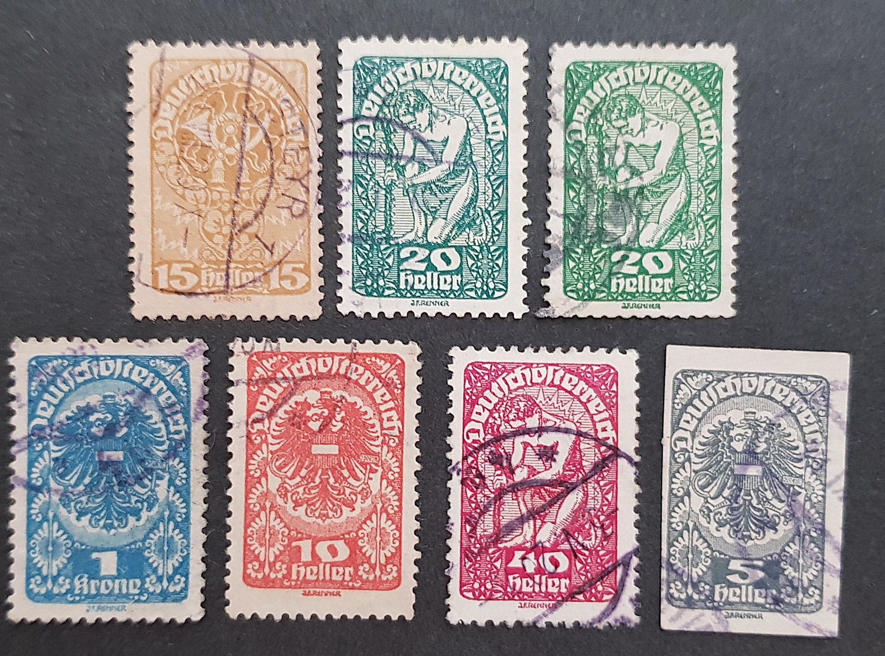 Tutti i francobolli: Deutschösterreich 1919/1920 aus Serie Posthörner – Usato da Winterthur venduto da Saba1972