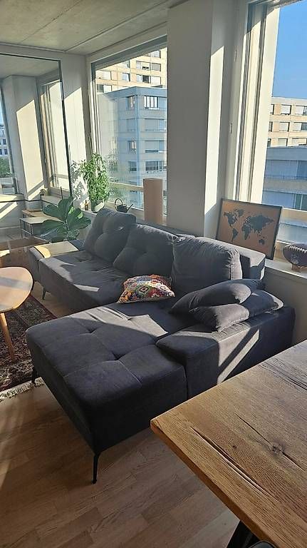 Sofas: Ecksofa/Bettsofa Stoff dunkelgrau mit Ottomane  – D'occasion à Zürich par oCENKo 3