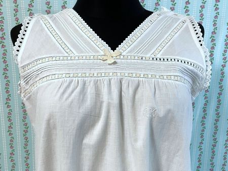Nachthemd antik L/XL mit Bändelidurchzug VINTAGE 1900/1910