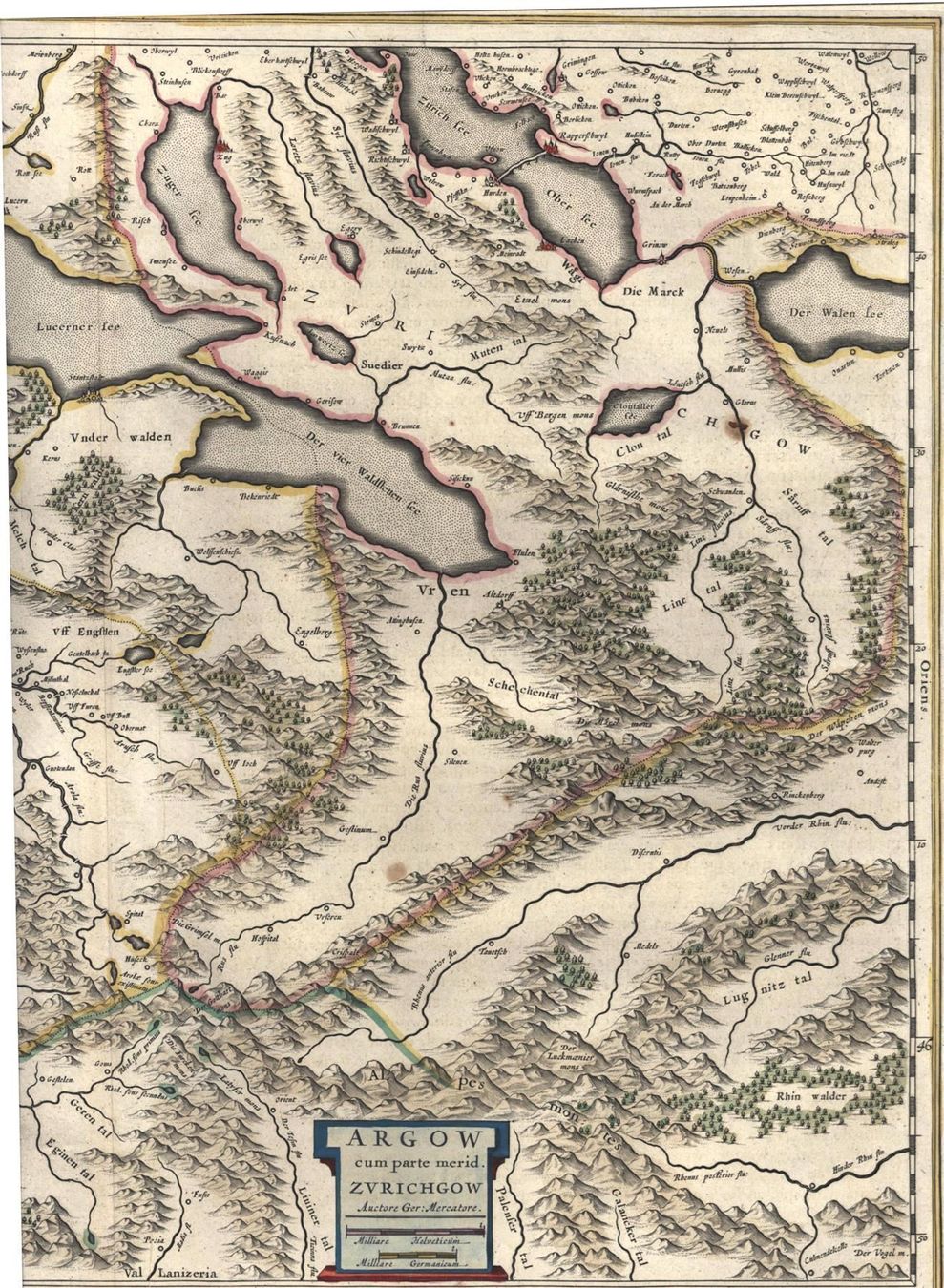 Landkarten & Atlanten: Aargau  Kupferstichkarte um 1630 – Gebraucht aus Rafz von Helvet32 1