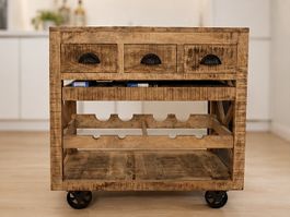 Barschrank / Servierwagen von Invicta, Mangoholz massiv