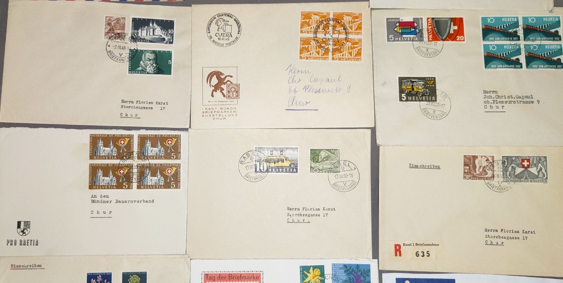 Alle Briefmarken: Luftpostbriefe Einschreibebriefe Schweiz 1xParaguay – Gebraucht aus Gossau SG von mog_2q7f 7