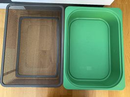 TROFAST Box grün/Netzdrahtkorb grau 42x30x10cm