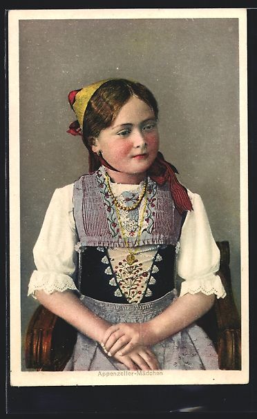 Cartoline postali: Appenzell, Appenzeller Mädchen in Trach – Usato da Berlin venduto da bartko-reher