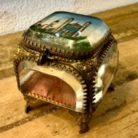 JUGENDSTIL SCHATULLE BRONZE, BLEIKRISTALLGLAS FRANCE UM 1900
