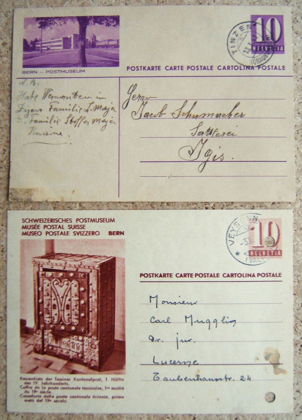 Tutti i francobolli: 2 BPK POSTMUSEUM BERN 1941 / 1945 – Usato da Brunnen venduto da Nonne04