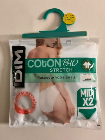 DIM, Slip Midi Coton Stretch, Grösse 42/44, 2 Stück in Weiss