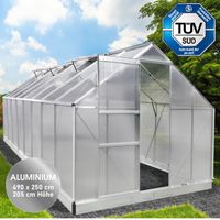 + Gewächshaus Aluminium mit Fundament, Treibhaus 490x250x235