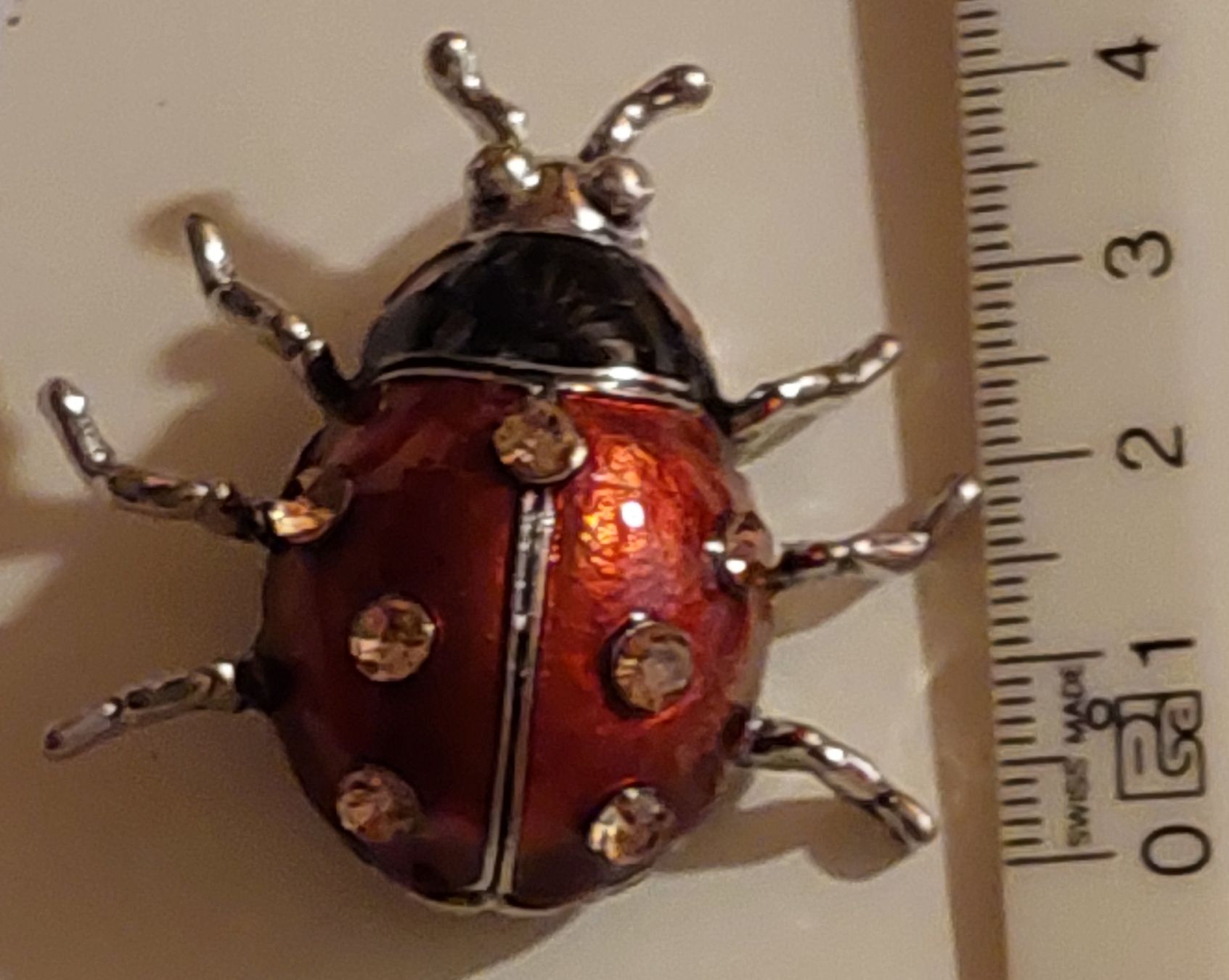 Spille & Fermagli: Vintage Glücksbringer-Brosche Marienkäfer mit Strass – Nuovo (secondo la descrizione) da Oberwil BL venduto da Hunajakakku 8
