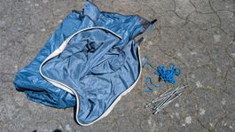 Tarp-Zelt blau "meru" inkl. Heringe und Schnüre