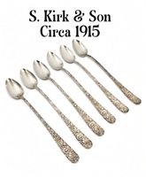 6 Spoons Sterling S.Kirk & Son circa 1900 Repousse Antik