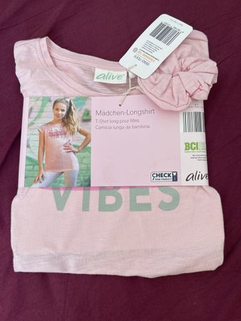 T-shirt long rose filles taille 122neuf