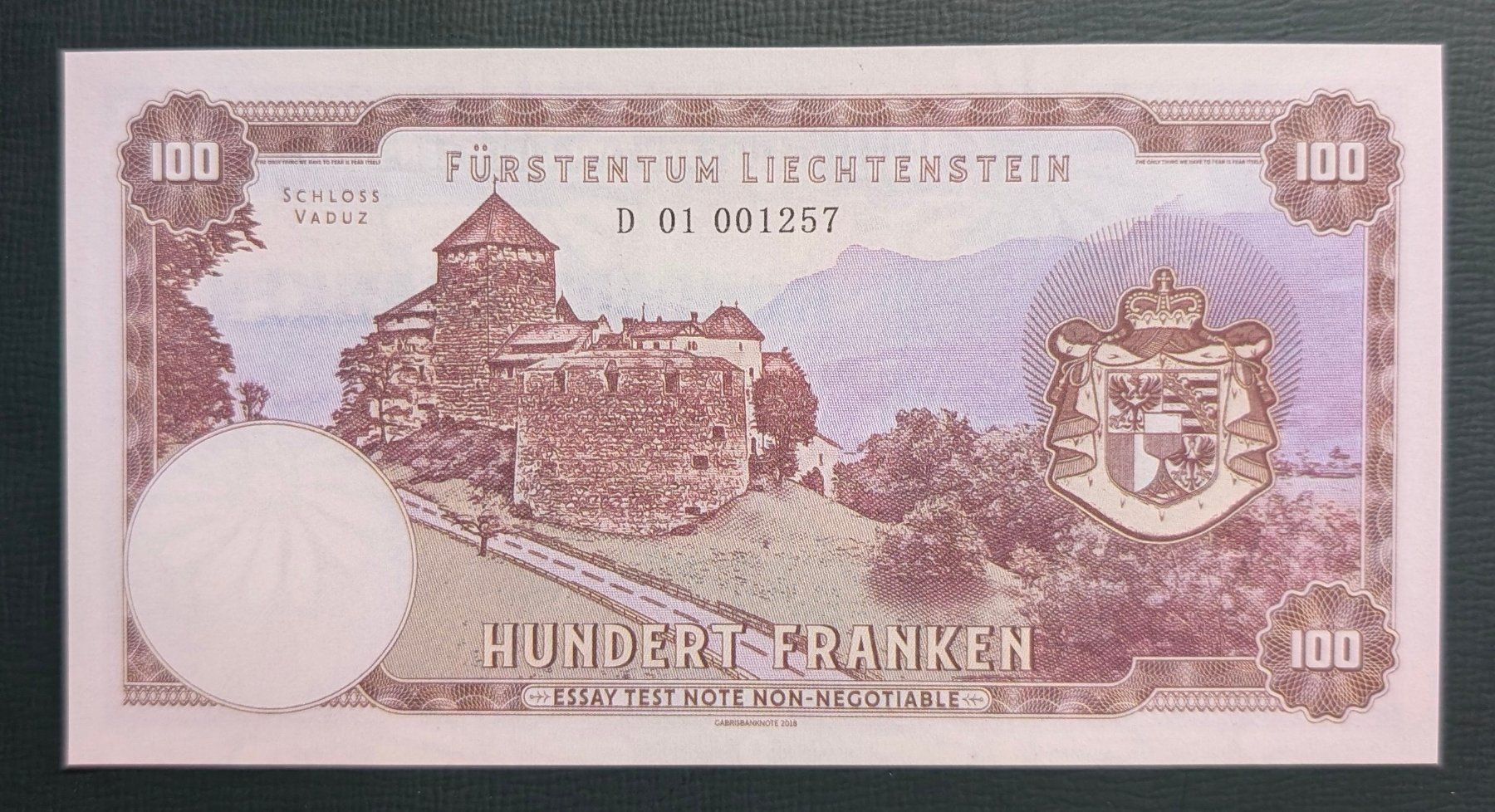 Banconote: *ESSAI/PROBE*Liechtenstein-100 Franken UNC – Nuovo (secondo la descrizione) da Hittnau venduto da stamps_and_coins 1