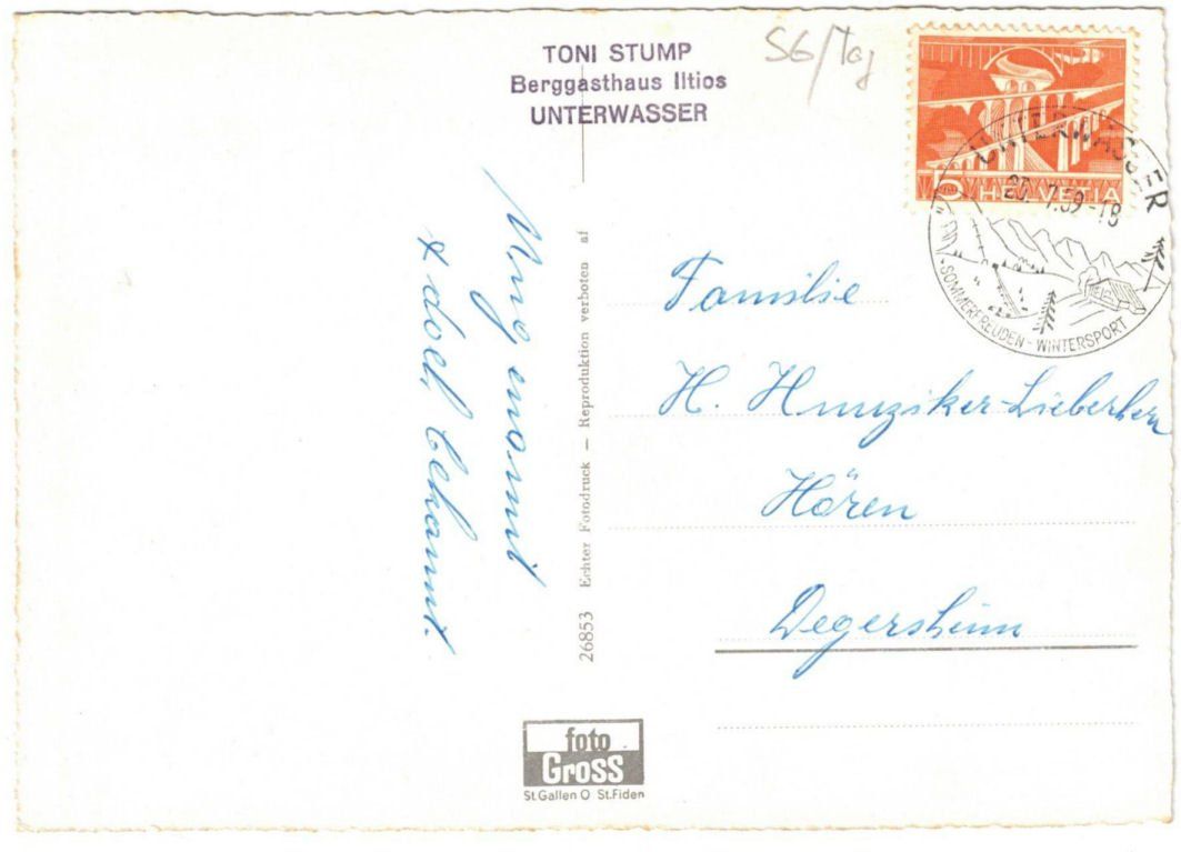 Cartoline postali: Unterwasser - Standseilbahn Iltios – Usato da Binningen venduto da Mountainrider 1
