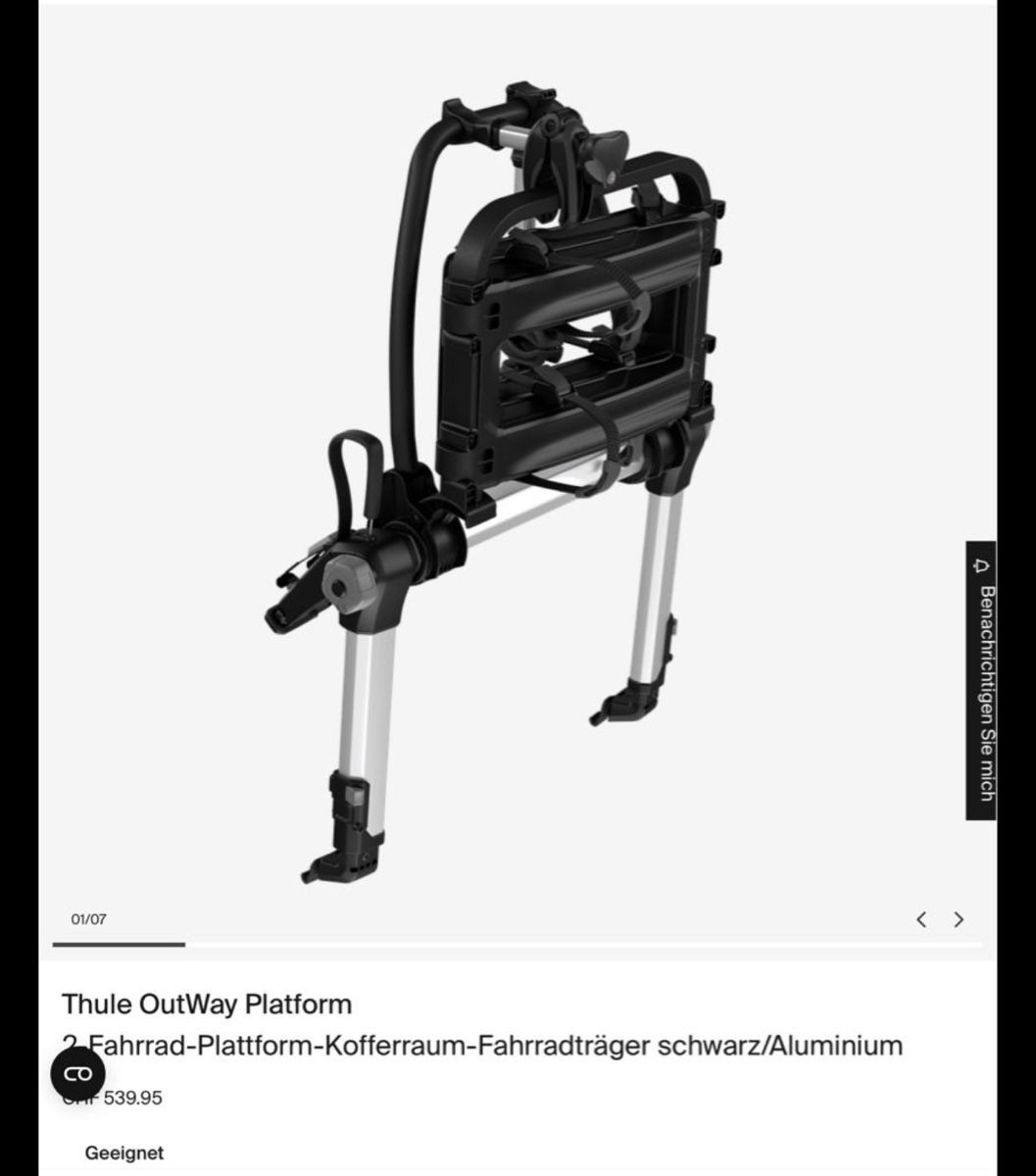 Thule Portapacchi: Thule OutWay Platform Bike Rack – Usato da Wetzikon ZH venduto da hypebeast 1