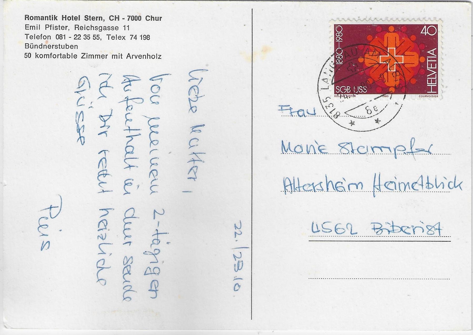 Cartoline postali: Romantik Hotel Stern Chur – Usato da Ettingen venduto da Kartenplanet 1