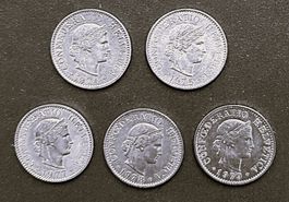 5 Rappen, 1974, 1975, 1977, 1978, 1979