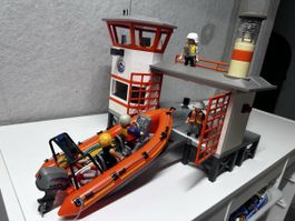 Playmobil Poste de Secours avec Bateau - Bon état
