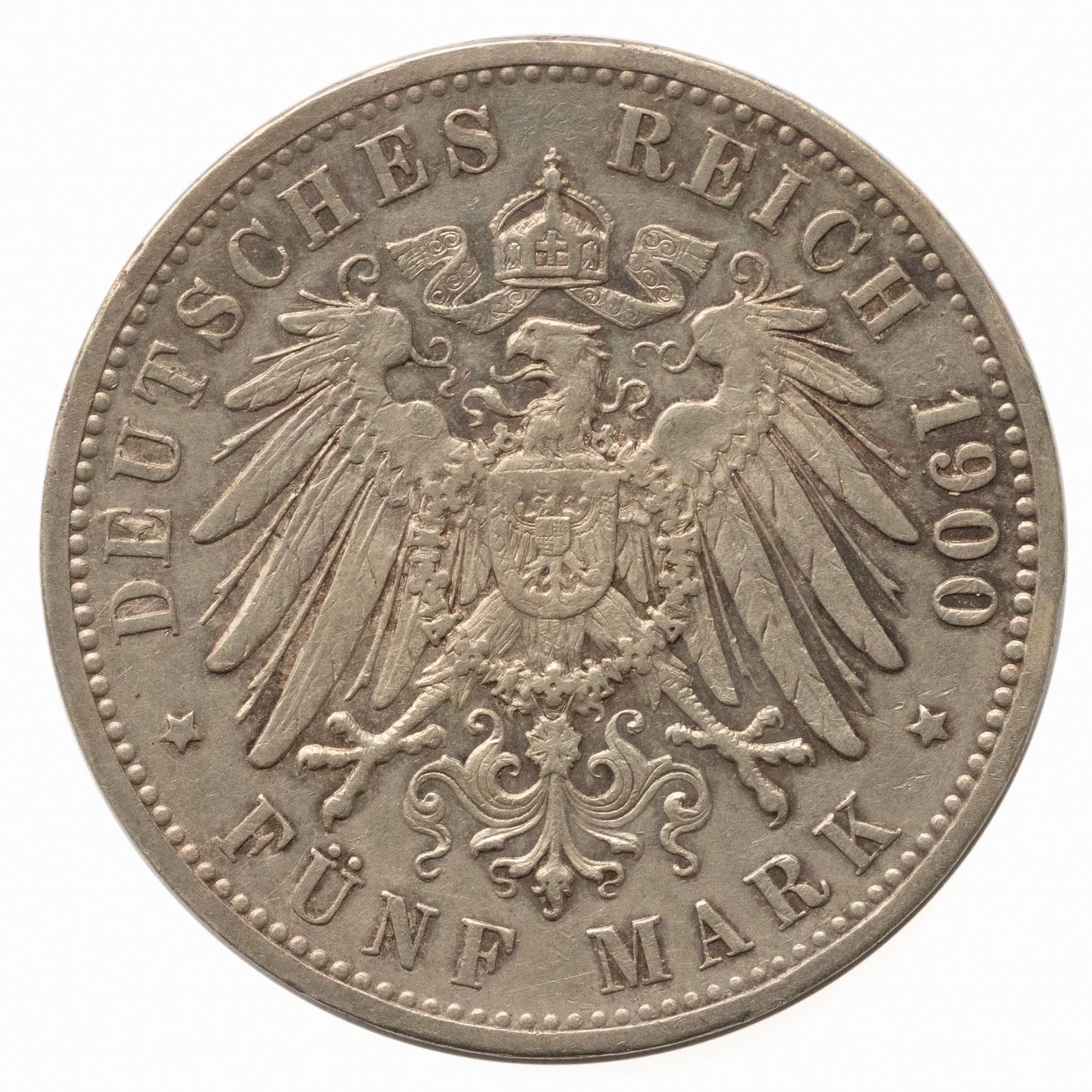 Tutti le monete: Kaiserreich, Baden 5 Mark 1900 G Silber – Usato da Rotkreuz venduto da num_6343 1