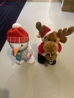 Singende Winter-Plüschtiere, Schneemann & Rentier, Top!