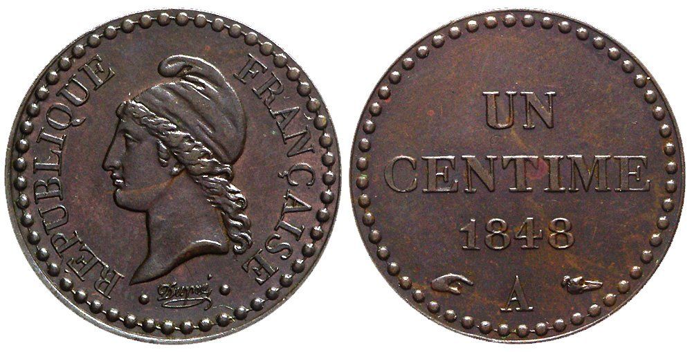Tutti le monete: Frankreich, 1 Centime 1848 A Paris – Usato da Chiasso venduto da Novamarketing