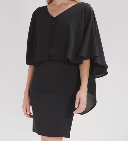 Elegantes Cape-Kleid mit Spitze Gr. 44