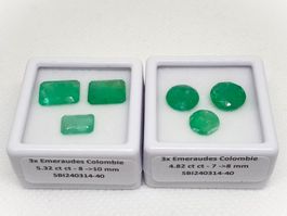 6x émeraudse Colombie 10.14 ct - CERTIFICAT 1'870.- Fr