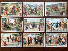 9 antike Werbebilder ca. 1885 Firma Liebig Fleischkonserven